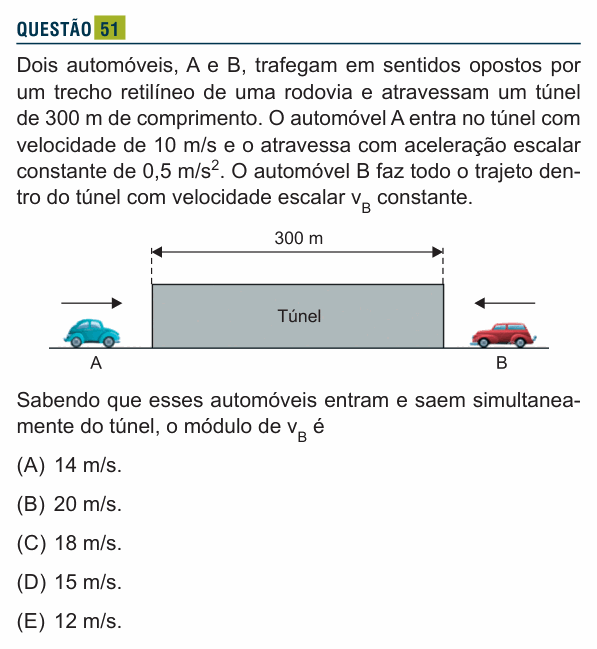 Enunciado da questão 51 de Física do Santa Marcelina 2023