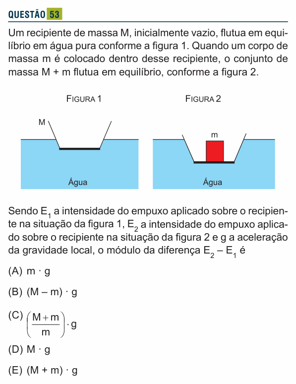 Enunciado da questão 53 de Física do Santa Marcelina 2023