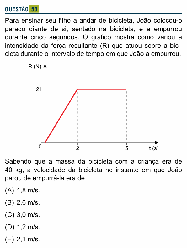 Enunciado da questão 53 de Física do Santa Marcelina 2023 (2º semestre)