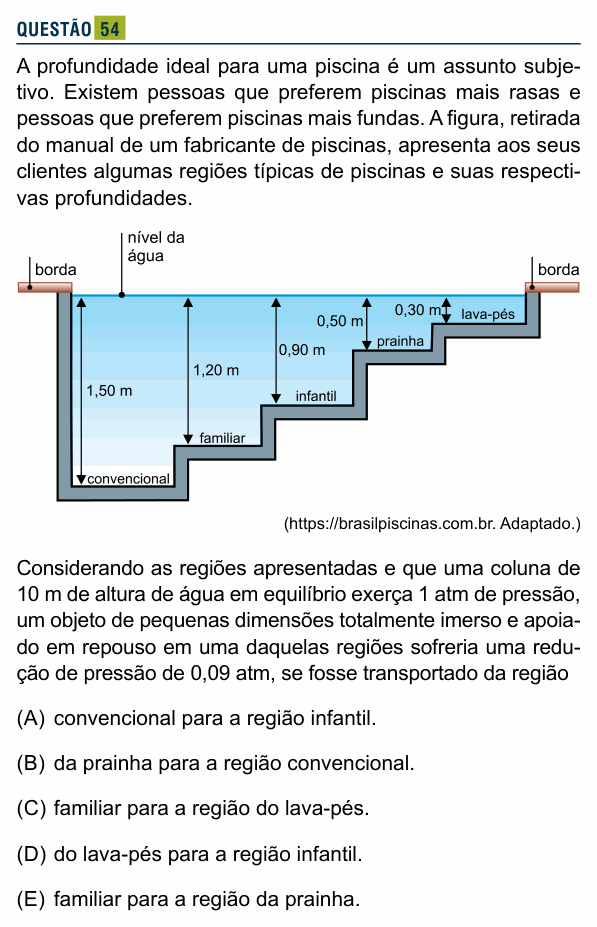 Enunciado da questão 54 de Física do Santa Marcelina 2023 (2º semestre)