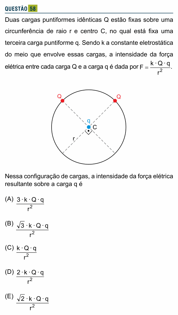 Enunciado da questão 58 de Física do Santa Marcelina 2023 (2º semestre)