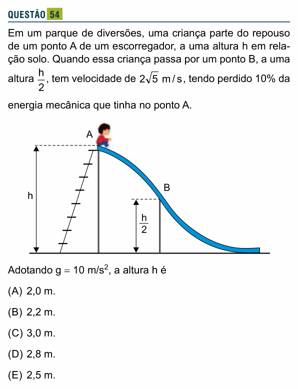 Enunciado da questão 54 de Física do Santa Marcelina 2024