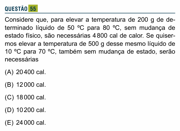 Enunciado da questão 55 de Física do Santa Marcelina 2024
