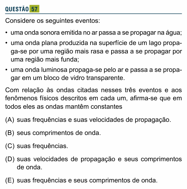 Enunciado da questão 57 de Física do Santa Marcelina 2024