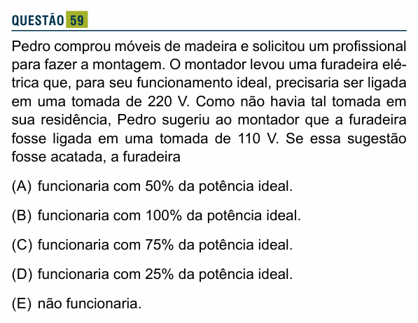 Enunciado da questão 59 de Física do Santa Marcelina 2024