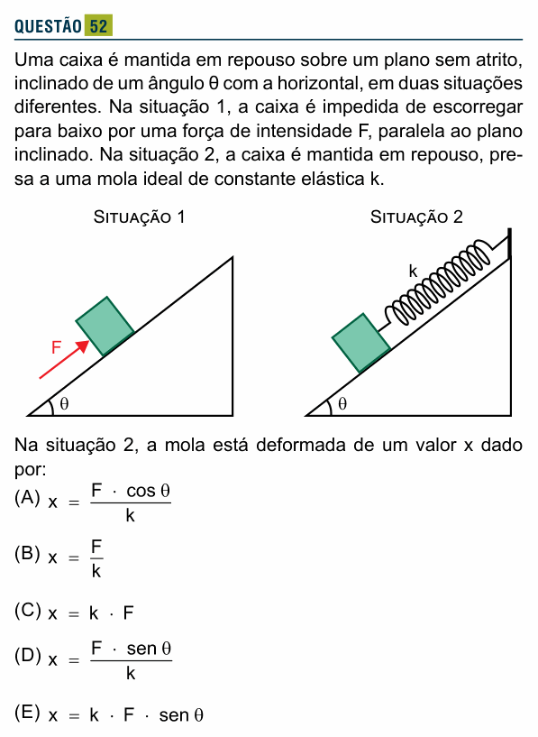 Enunciado da questão 52 de Física do Santa Marcelina 2024 (2º semestre)