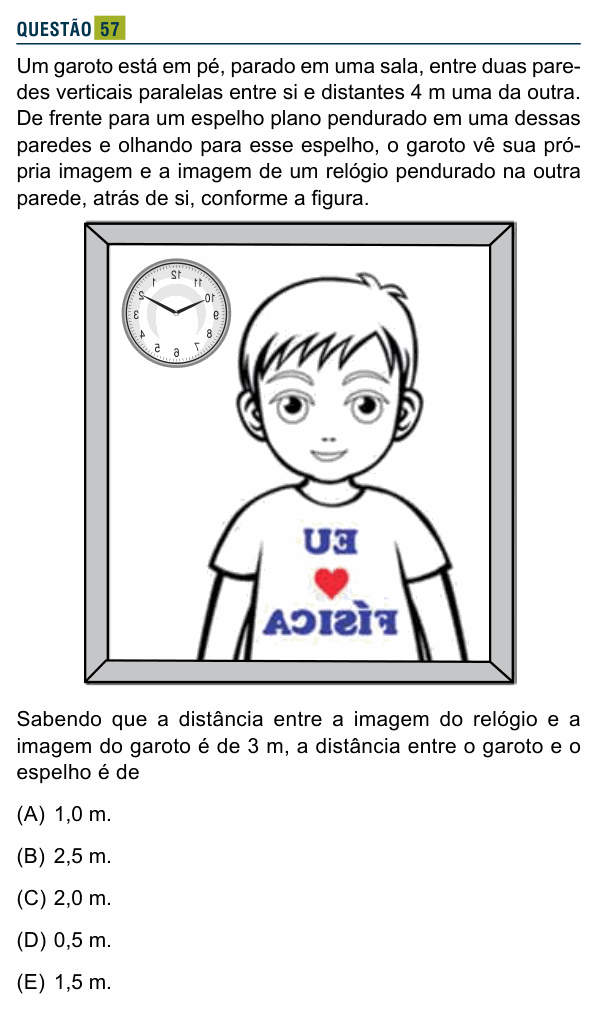 Enunciado da questão 57 de Física do Santa Marcelina 2024 (2º semestre)
