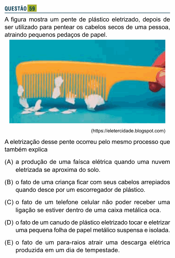 Enunciado da questão 59 de Física do Santa Marcelina 2024 (2º semestre)