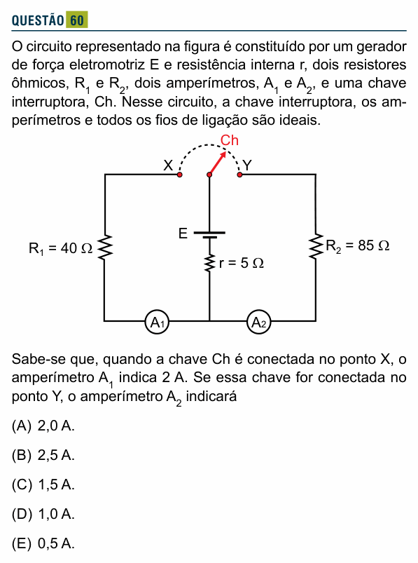 Enunciado da questão 60 de Física do Santa Marcelina 2024 (2º semestre)