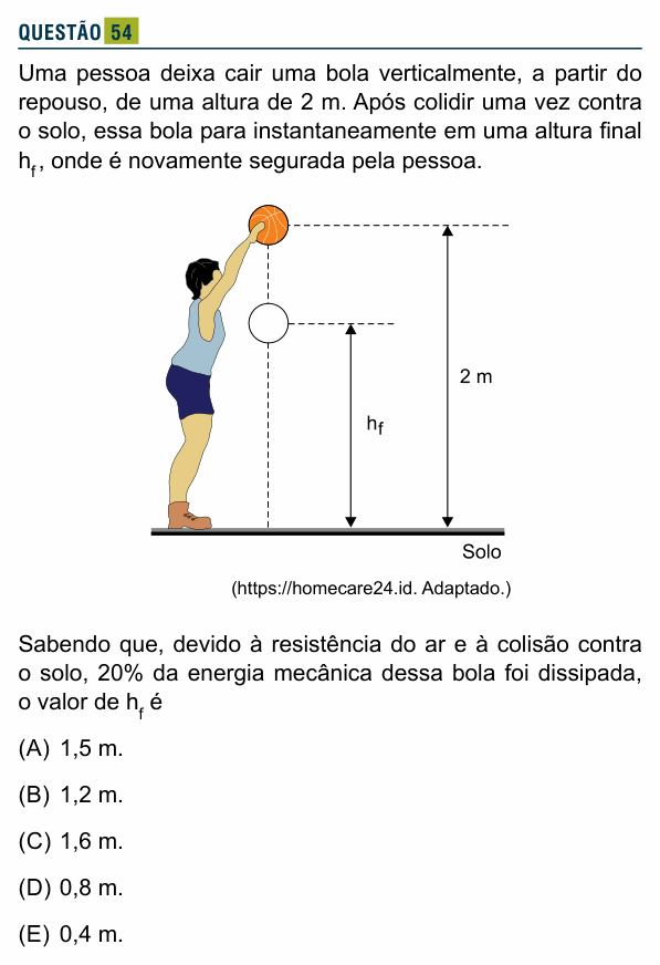 Enunciado da questão 54 de Física do Santa Marcelina 2025