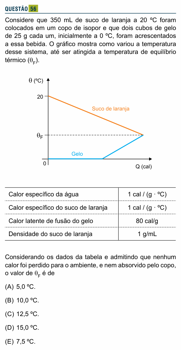 Enunciado da questão 56 de Física do Santa Marcelina 2025