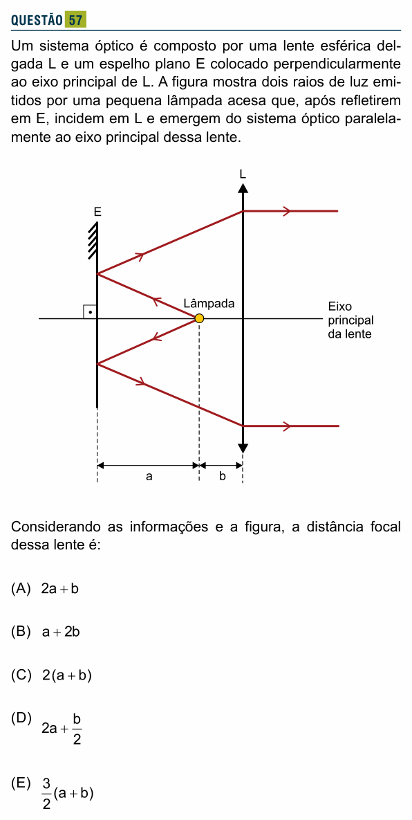Enunciado da questão 57 de Física do Santa Marcelina 2025