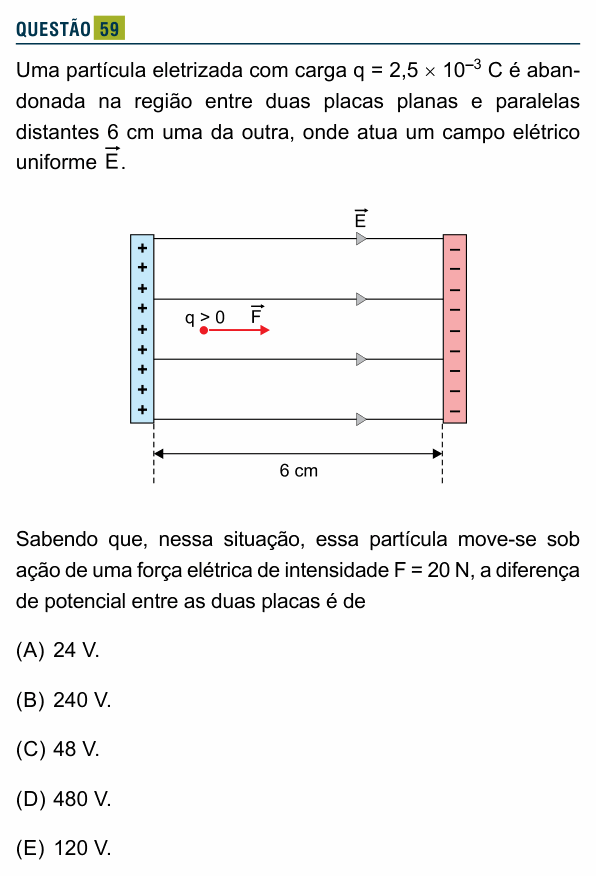 Enunciado da questão 59 de Física do Santa Marcelina 2025