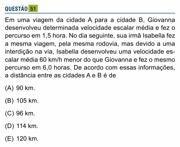 Enunciado da questão 51 de Física do Santa Marcelina 2025 (2º semestre)