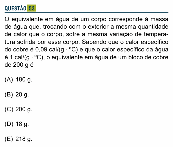Enunciado da questão 53 de Física do Santa Marcelina 2025 (2º semestre)