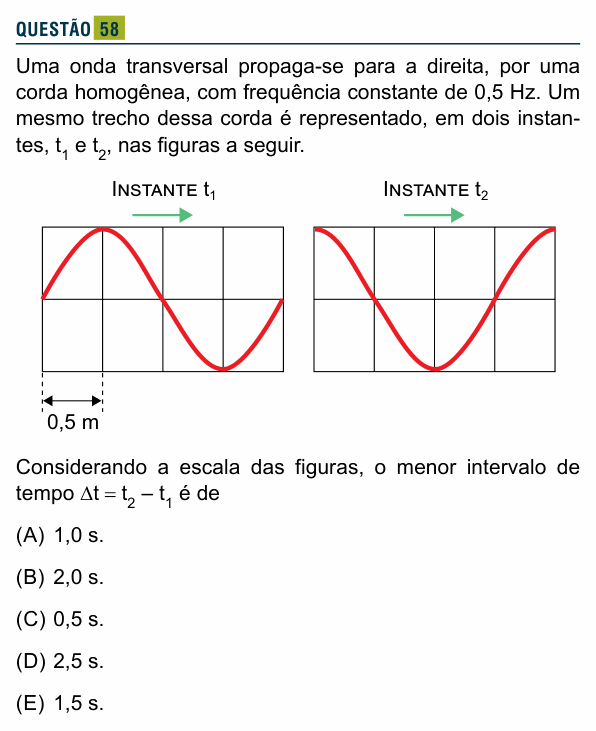 Enunciado da questão 58 de Física do Santa Marcelina 2025 (2º semestre)
