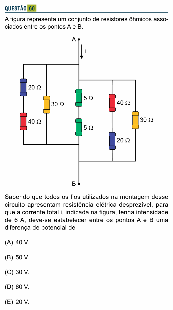 Enunciado da questão 60 de Física do Santa Marcelina 2025 (2º semestre)