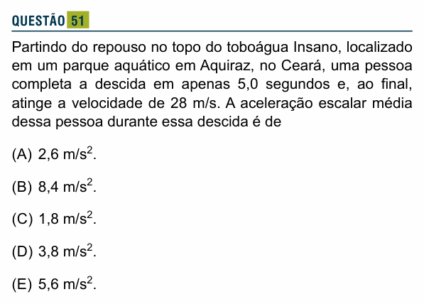 Enunciado da questão 51 de Física do Santa Marcelina 2026