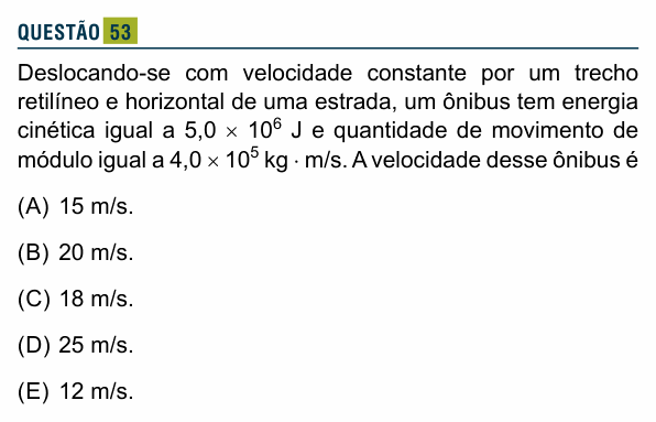 Enunciado da questão 53 de Física do Santa Marcelina 2026