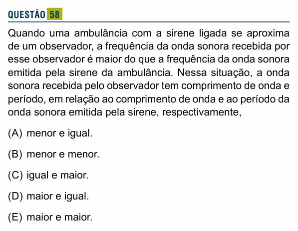 Enunciado da questão 58 de Física do Santa Marcelina 2026
