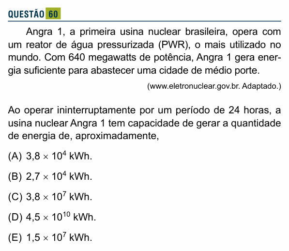 Enunciado da questão 60 de Física do Santa Marcelina 2026