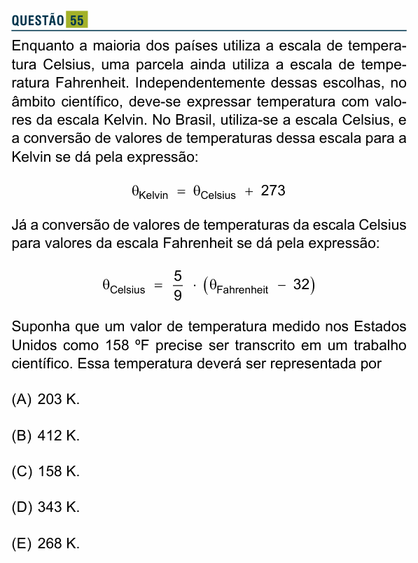 Enunciado da questão 55 de Física do Santa Marcelina 2026 (2º semestre)