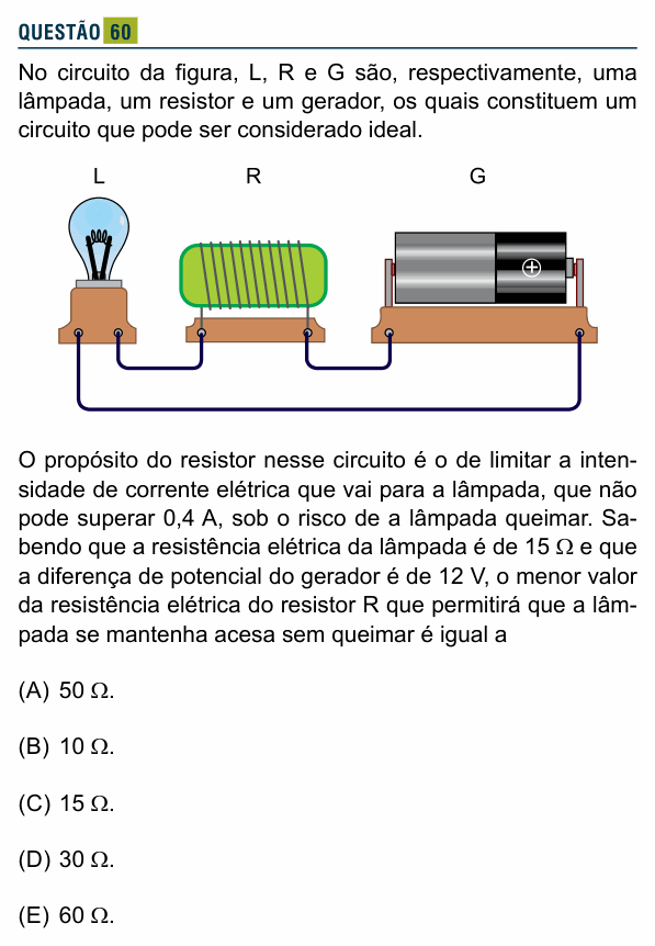 Enunciado da questão 60 de Física do Santa Marcelina 2026 (2º semestre)