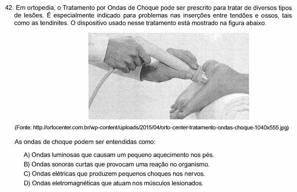 Enunciado da questão 42 de Física do FCM-MG 2017