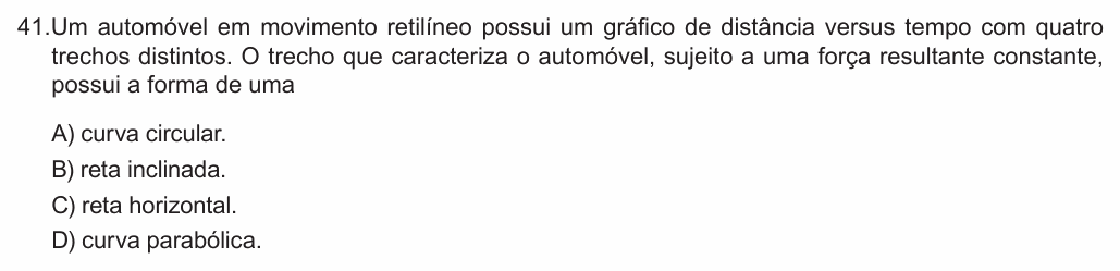 Enunciado da questão 41 de Física do FCM-MG 2019