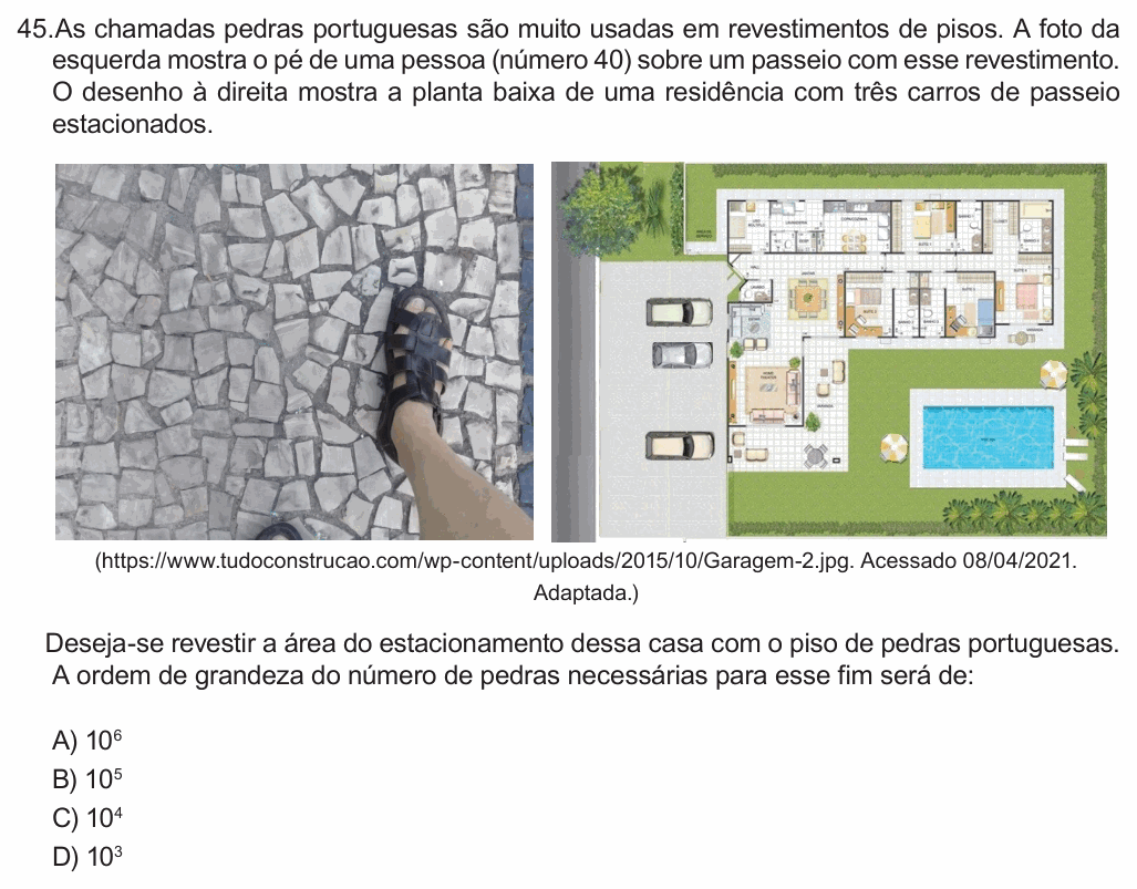 Enunciado da questão 45 de Física do FCM-MG 2021 (2º semestre)