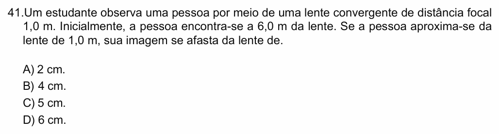 Enunciado da questão 41 de Física do FCM-MG 2022