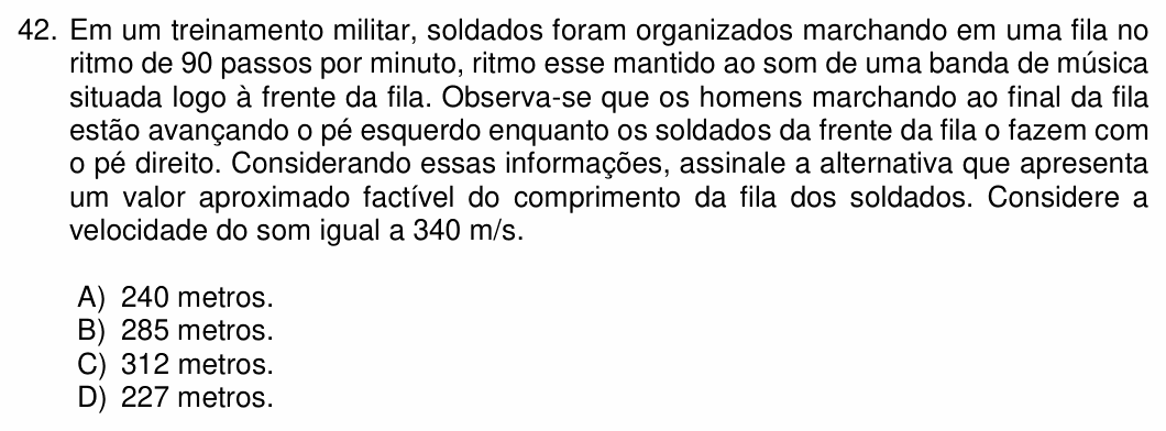 Enunciado da questão 42 de Física do FCM-MG 2023