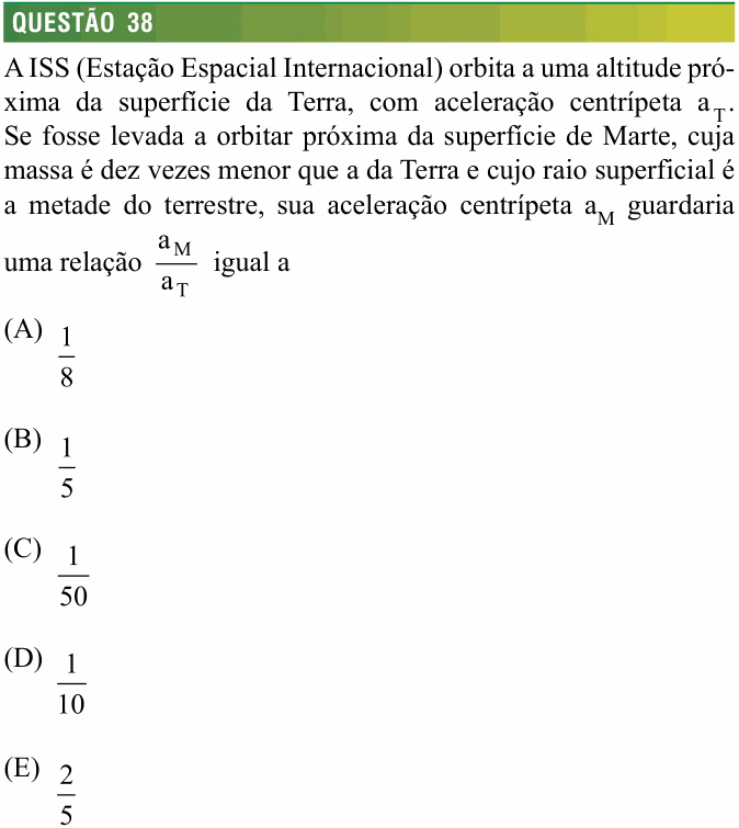 Enunciado da questão 38 de Física do FMJ 2014