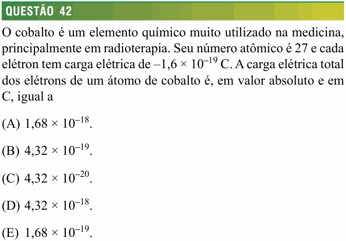 Enunciado da questão 42 de Física do FMJ 2014