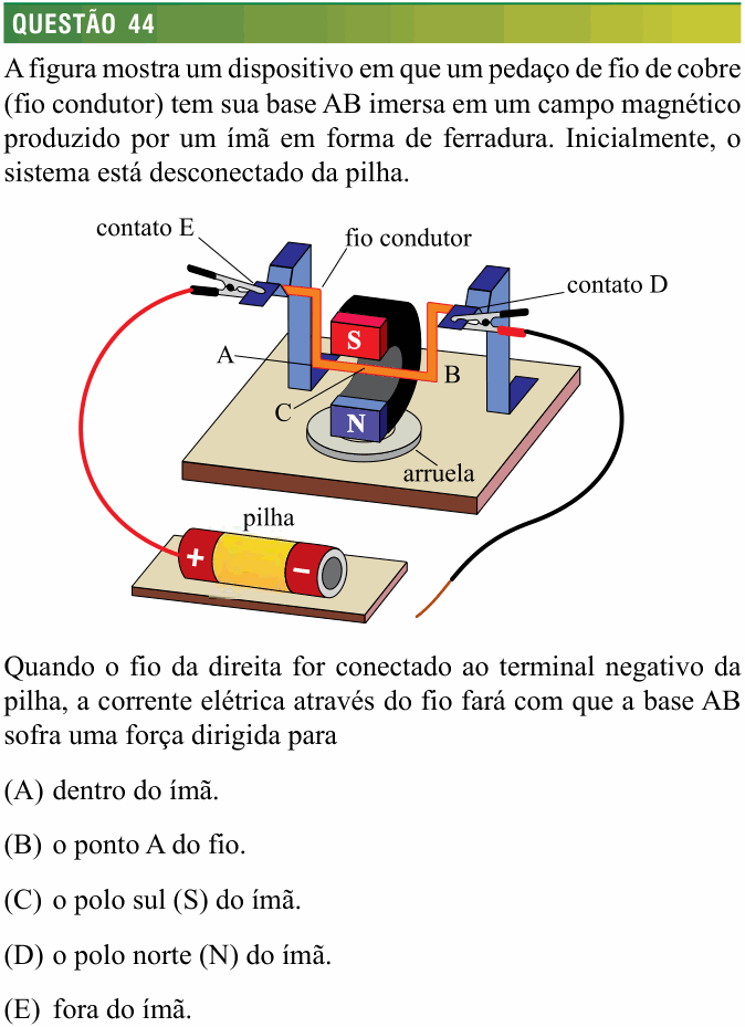 Enunciado da questão 44 de Física do FMJ 2014