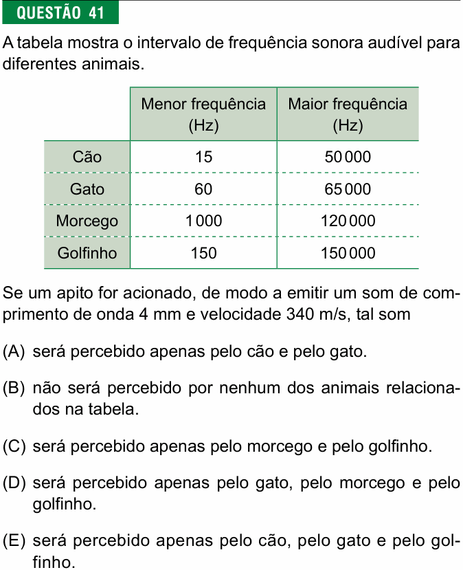 Enunciado da questão 41 de Física do FMJ 2016