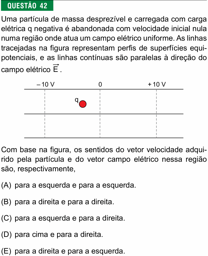 Enunciado da questão 42 de Física do FMJ 2016
