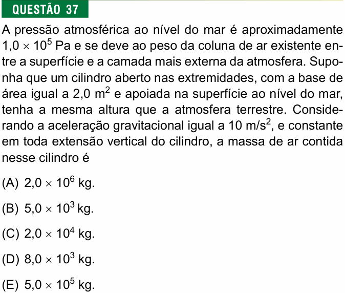 Enunciado da questão 37 de Física do FMJ 2017