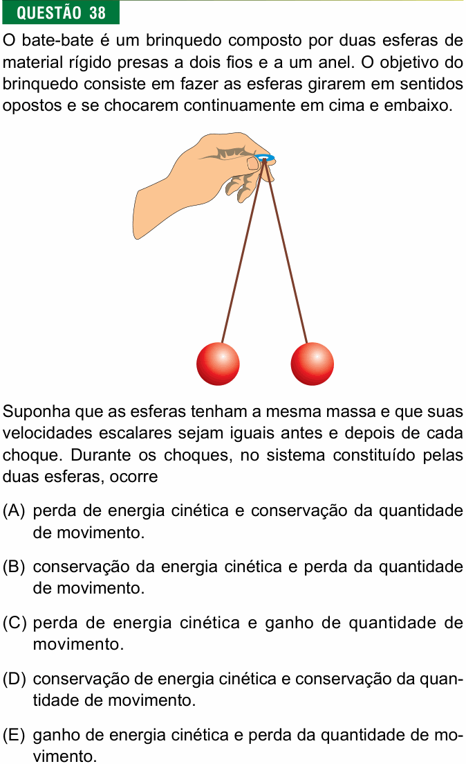 Enunciado da questão 38 de Física do FMJ 2017