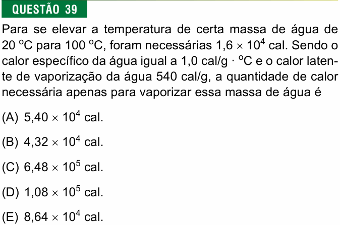 Enunciado da questão 39 de Física do FMJ 2017