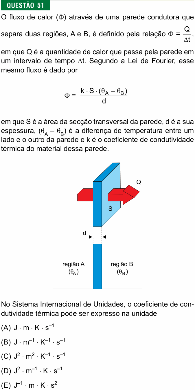 Enunciado da questão 51 de Física do FMJ 2018