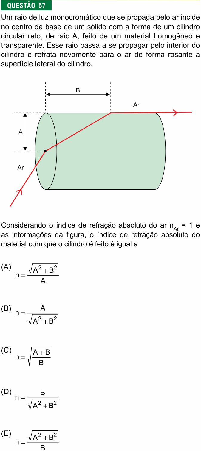 Enunciado da questão 57 de Física do FMJ 2018