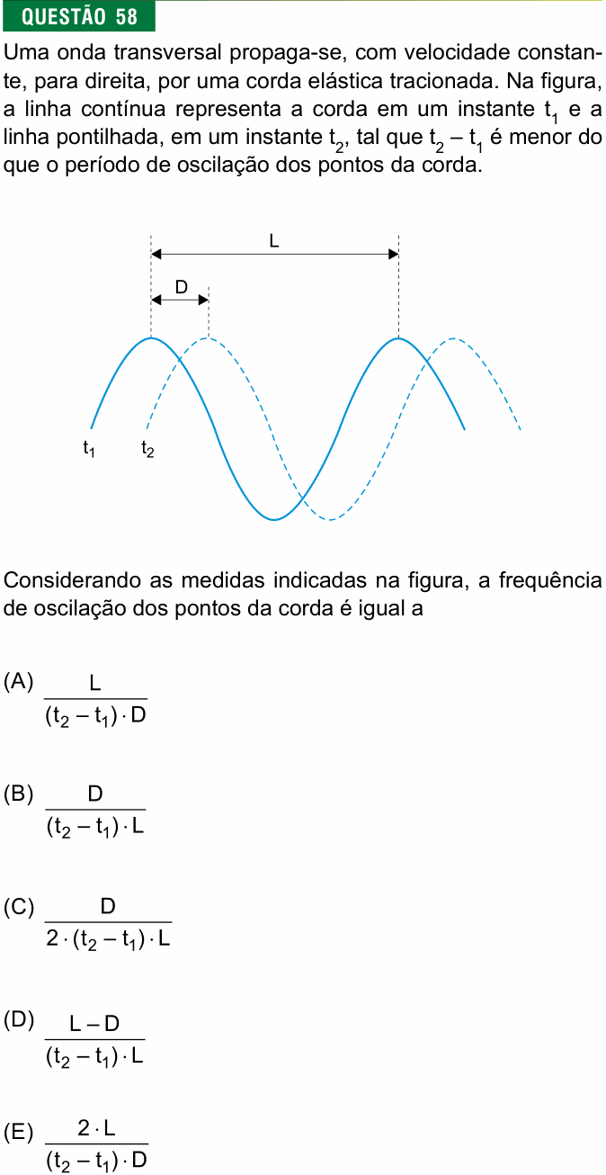 Enunciado da questão 58 de Física do FMJ 2018