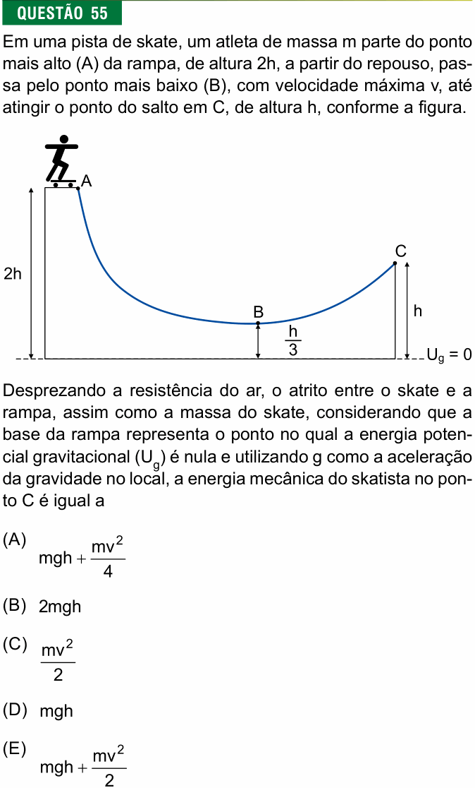 Enunciado da questão 55 de Física do FMJ 2019