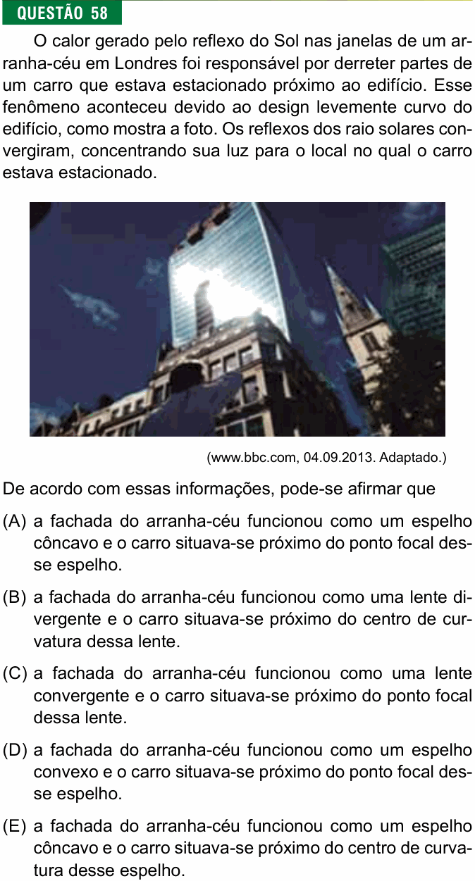 Enunciado da questão 58 de Física do FMJ 2019