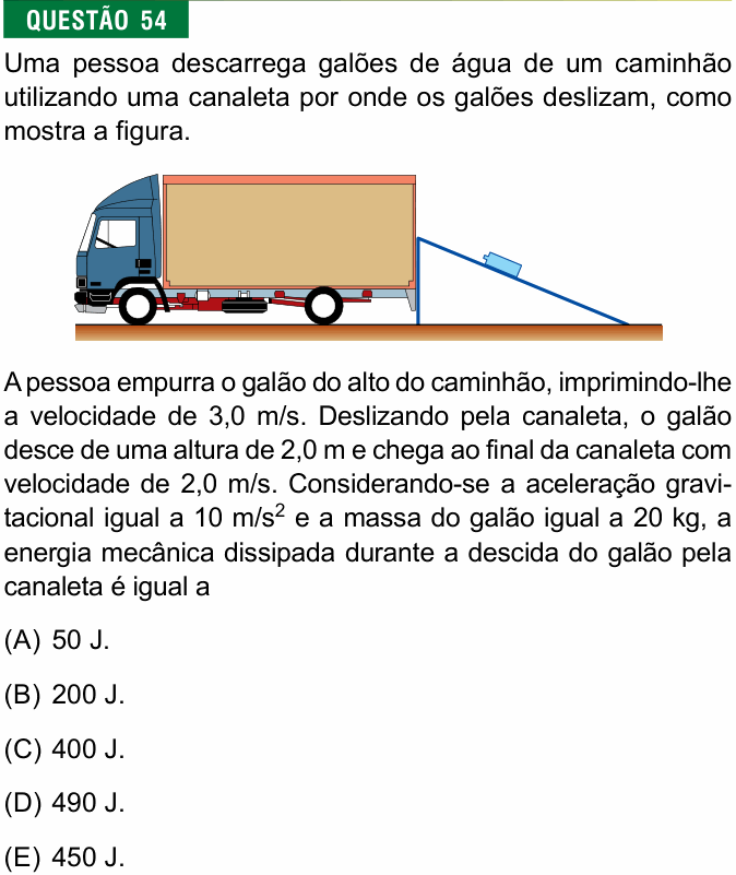 Enunciado da questão 54 de Física do FMJ 2020