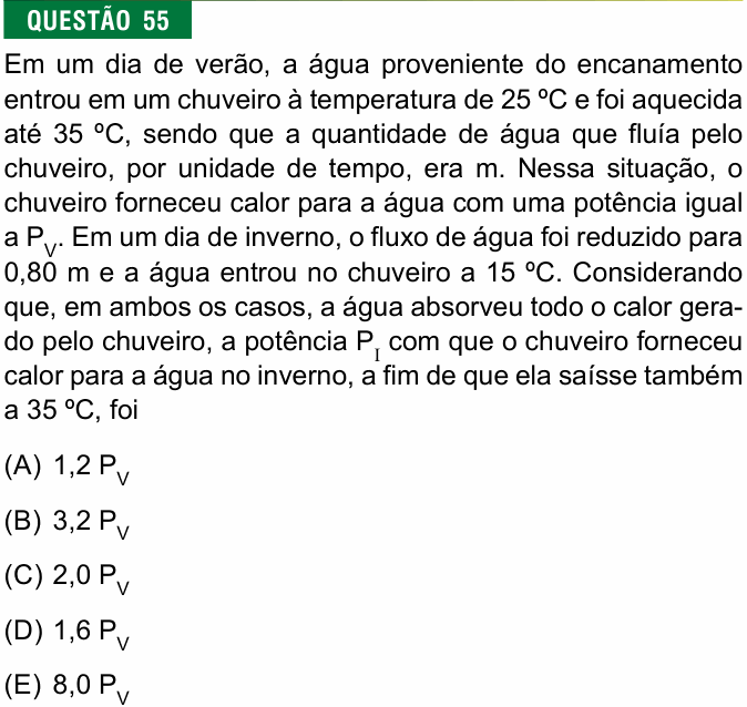 Enunciado da questão 55 de Física do FMJ 2020