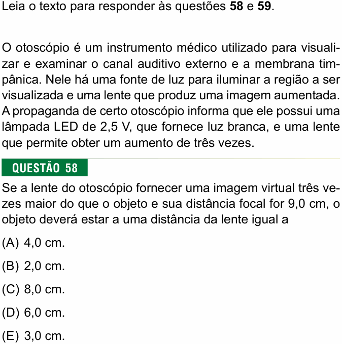 Enunciado da questão 58 de Física do FMJ 2021