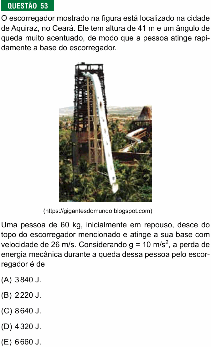 Enunciado da questão 53 de Física do FMJ 2022