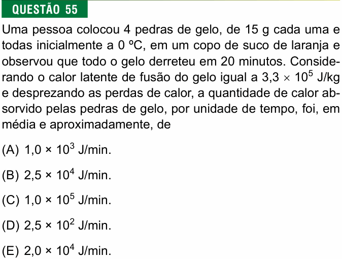 Enunciado da questão 55 de Física do FMJ 2022